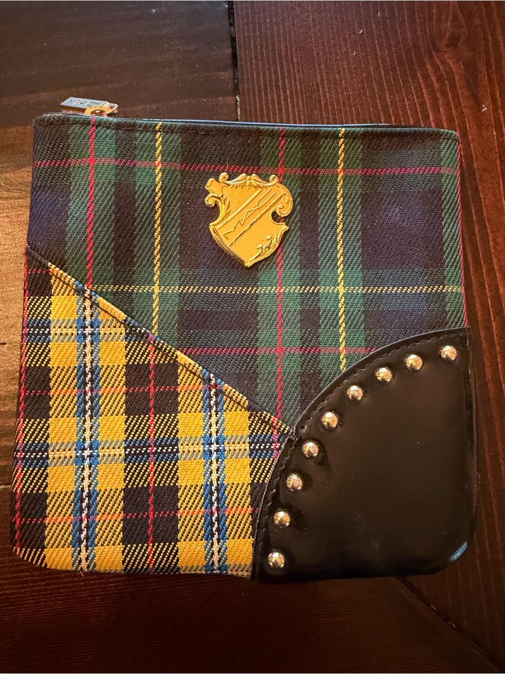 Mac Plaid Zip Pouch with Studded Corner